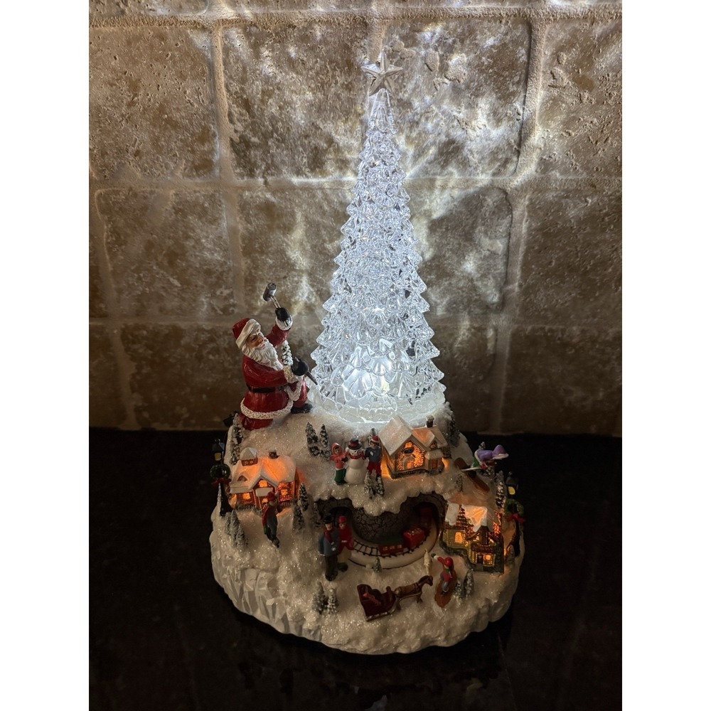 Icy Craft Christmas Tree LED Musical Scene Santa Trains 8 Songs Motion Decor NEW